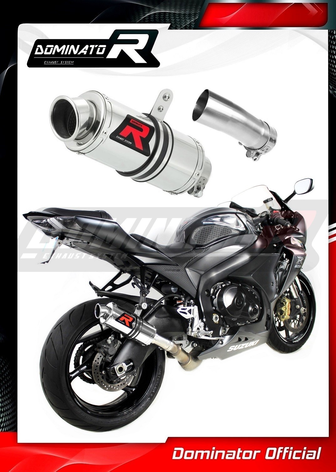 Silencieux DOMINATOR GP1 GSXR 1000 K1-K4 2001-2004 - Acier Inox - DB Killer
