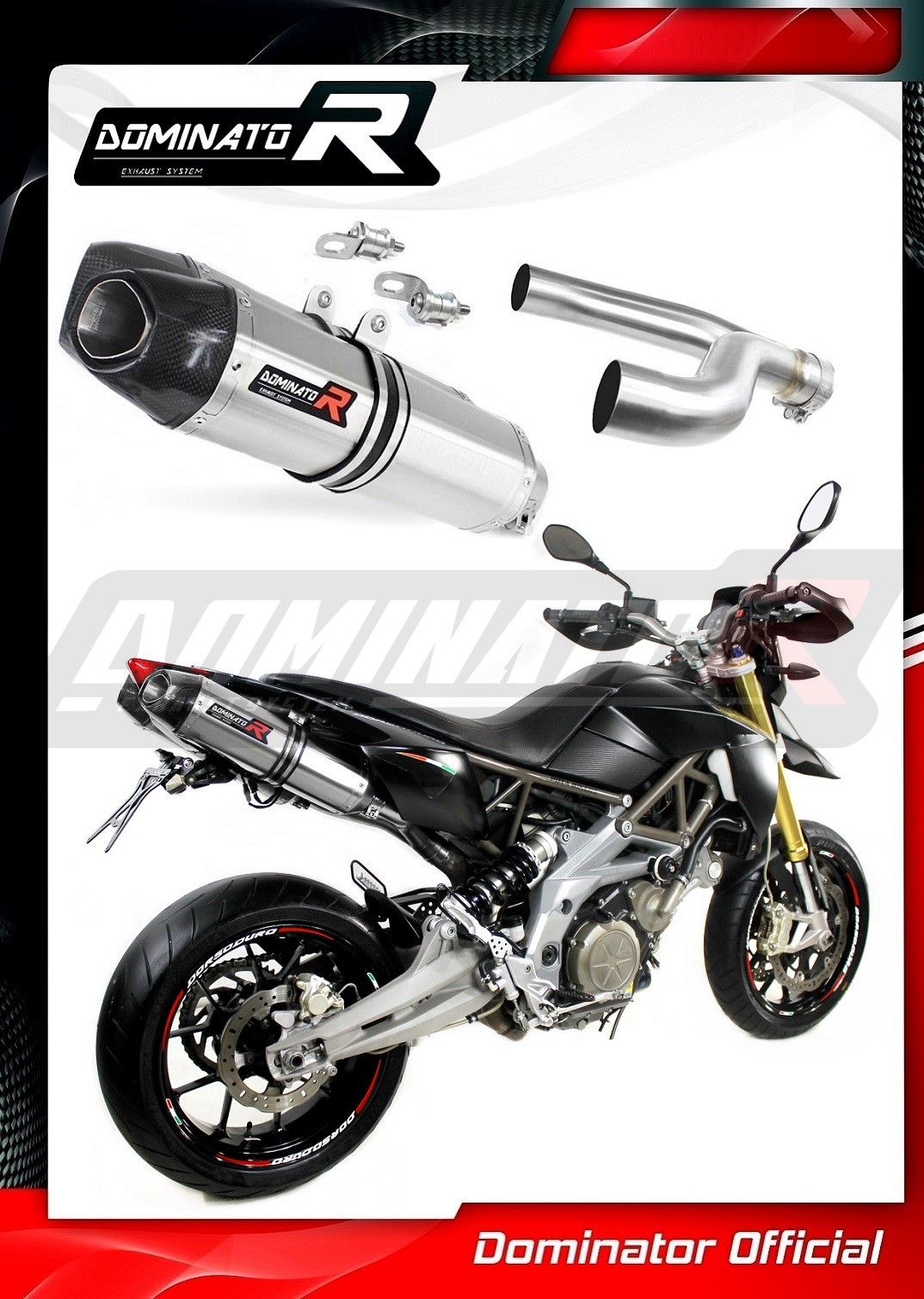 Pot D’échappement Silencieux DOMINATOR Pour Aprilia DORSODURO 900 2017-2020 - Finition Satin/carbone - 3