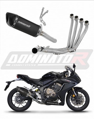 Honda CBR 650 R 2019 - 2023 Collector Manifold Full Exhaust System Muffler Auspuff Sportauspuff Silencer Echappement Silencieux Scarico Scarichi Escape Wydech Tłumik HP6 BLACK Dominator Exhaust System x