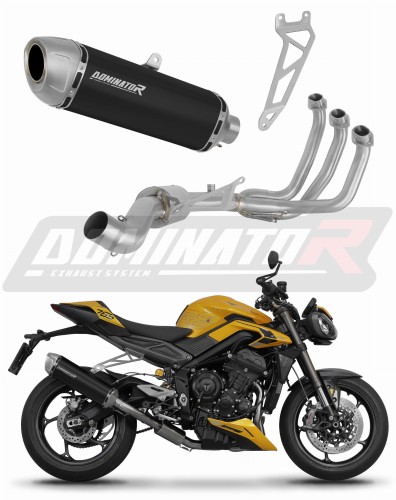 Triumph Street Triple 765 RS 2024 2025 Full System Motorcycle Muffler Auspuff Sportauspuff Silencer Echappement Silencieux Scarico Scarichi Escape Wydech Tłumik S6 Black Noir Negro Nero Dominator Exhaust System x