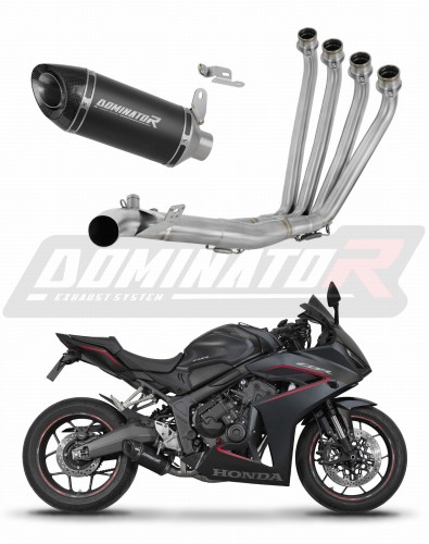 Honda CB 650 R / E-Clutch 2024 - 2025 Collector Manifold Full Exhaust System Muffler Auspuff Sportauspuff Silencer Echappement Silencieux Scarico Scarichi Escape Wydech Tłumik HP8 BLACK Dominator Exhaust System